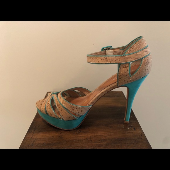 Aldo barely worn teal heeled sandals - Picture 3 of 5